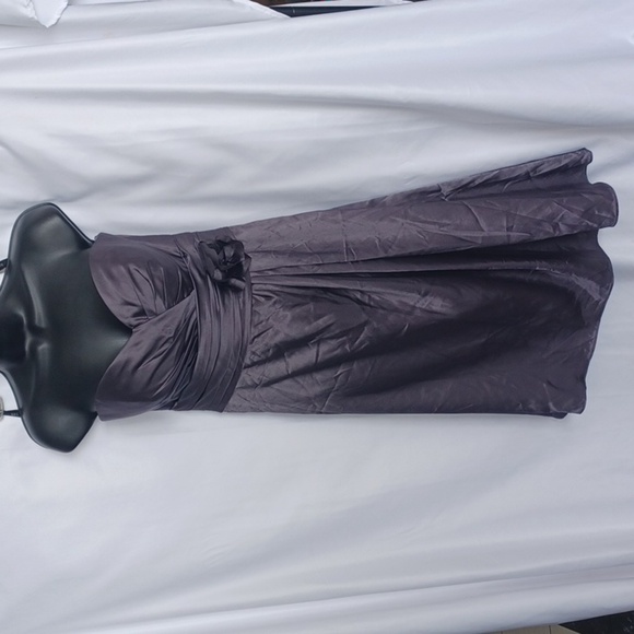 Bill Levkoff Satin Gray/silver Strapless Dress, sz 10 - Picture 3 of 6